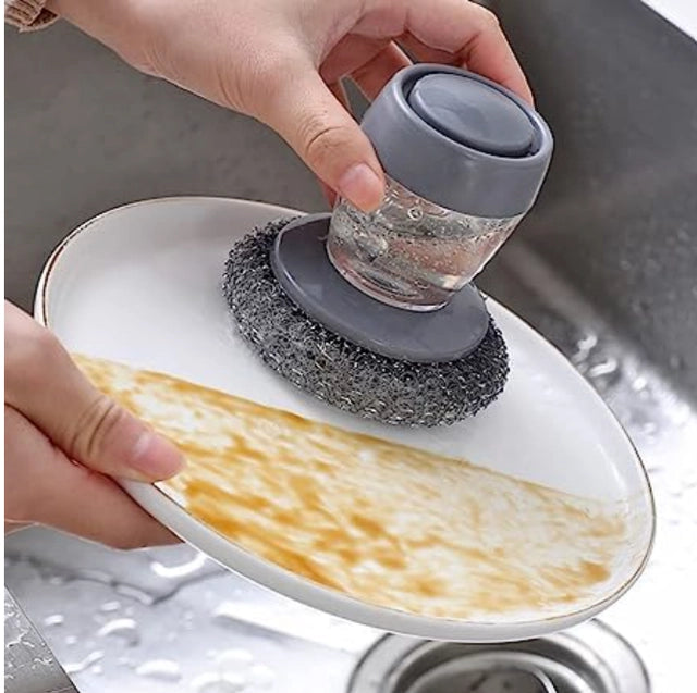 Dish Cleaning Brush with Soap Dispenser – Pack of 2 | Scrubber for Kitchen Sink