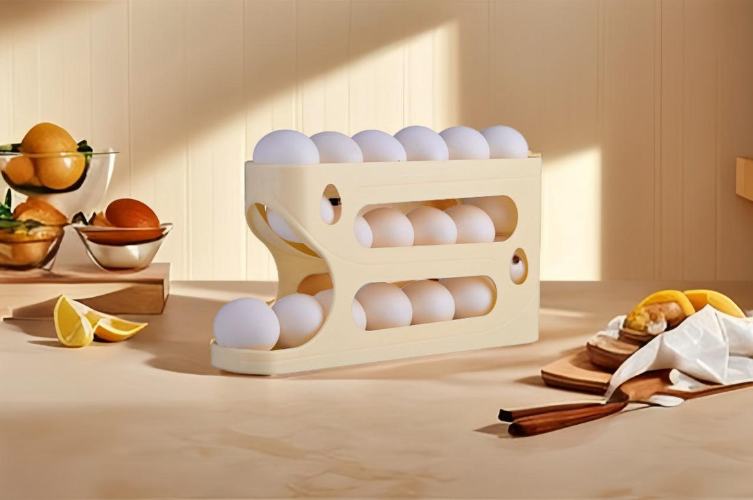 Gravity Egg Holder &amp; Dispenser – 3-Layer Stackable Fridge Egg Storage Rack for 18-24 Eggs