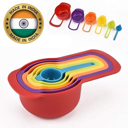 Measuring Cups and Spoons Set – 6-Piece Rainbow Coloured Baking &amp; Cooking Kitchen Tools