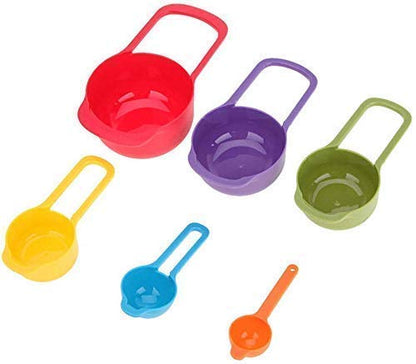 Measuring Cups and Spoons Set – 6-Piece Rainbow Coloured Baking &amp; Cooking Kitchen Tools