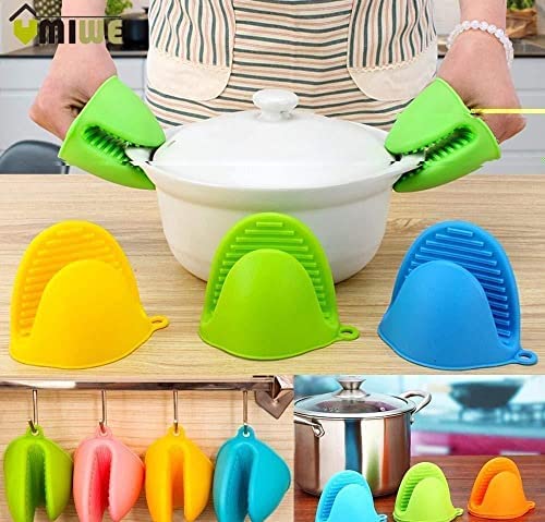 Heat Resistant Silicone Oven Mitts &amp; Pot Holder Gloves – Non-Slip Kitchen Pinch Grip Clips