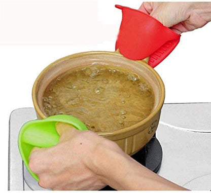 Heat Resistant Silicone Oven Mitts &amp; Pot Holder Gloves – Non-Slip Kitchen Pinch Grip Clips