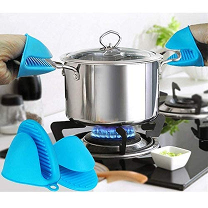 Heat Resistant Silicone Oven Mitts &amp; Pot Holder Gloves – Non-Slip Kitchen Pinch Grip Clips