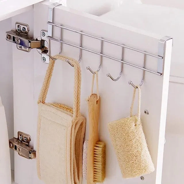 Stainless Steel Over the Door Hook Hanger – Heavy Duty Organizer for Kitchen, Bathroom &amp; Bedroom