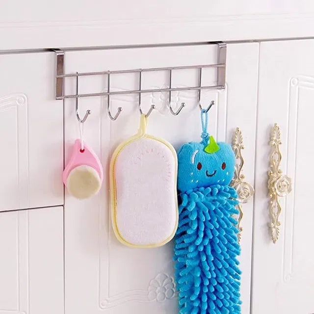 Stainless Steel Over the Door Hook Hanger – Heavy Duty Organizer for Kitchen, Bathroom &amp; Bedroom