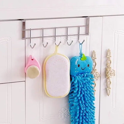 Stainless Steel Over the Door Hook Hanger – Heavy Duty Organizer for Kitchen, Bathroom &amp; Bedroom