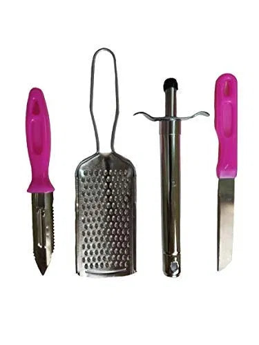 4 in 1 Combo Offer of Daily Use Utility Multipurpose Kitchen Set (4 Pcs Set of 1 Peeler, 1 Cheese Grater 1 Gas Lighter &amp; 1 Knife)