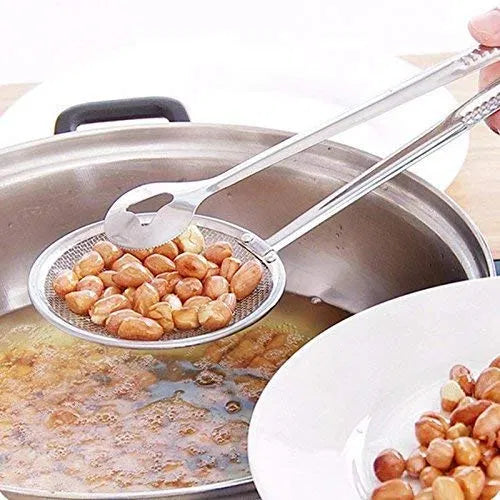 2-in-1 Stainless Steel Oil Frying Tong &amp; Spoon – Multifunctional Kitchen Cooking Tool