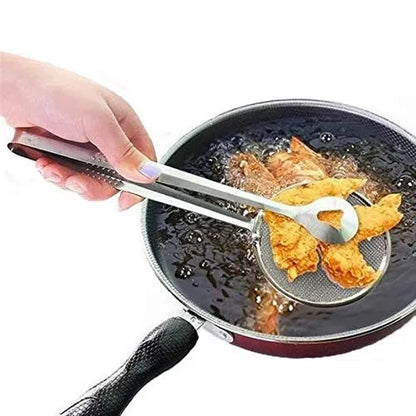 2-in-1 Stainless Steel Oil Frying Tong &amp; Spoon – Multifunctional Kitchen Cooking Tool