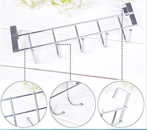 Stainless Steel Over the Door Hook Hanger – Heavy Duty Organizer for Kitchen, Bathroom &amp; Bedroom