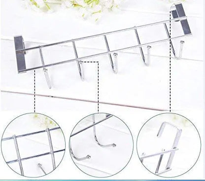 Stainless Steel Over the Door Hook Hanger – Heavy Duty Organizer for Kitchen, Bathroom &amp; Bedroom
